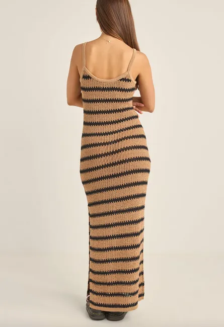 Sol Stripe Knit Maxi Dress - Black