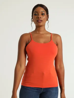 Stretch Cami With Support & Adjustable Straps - Orange