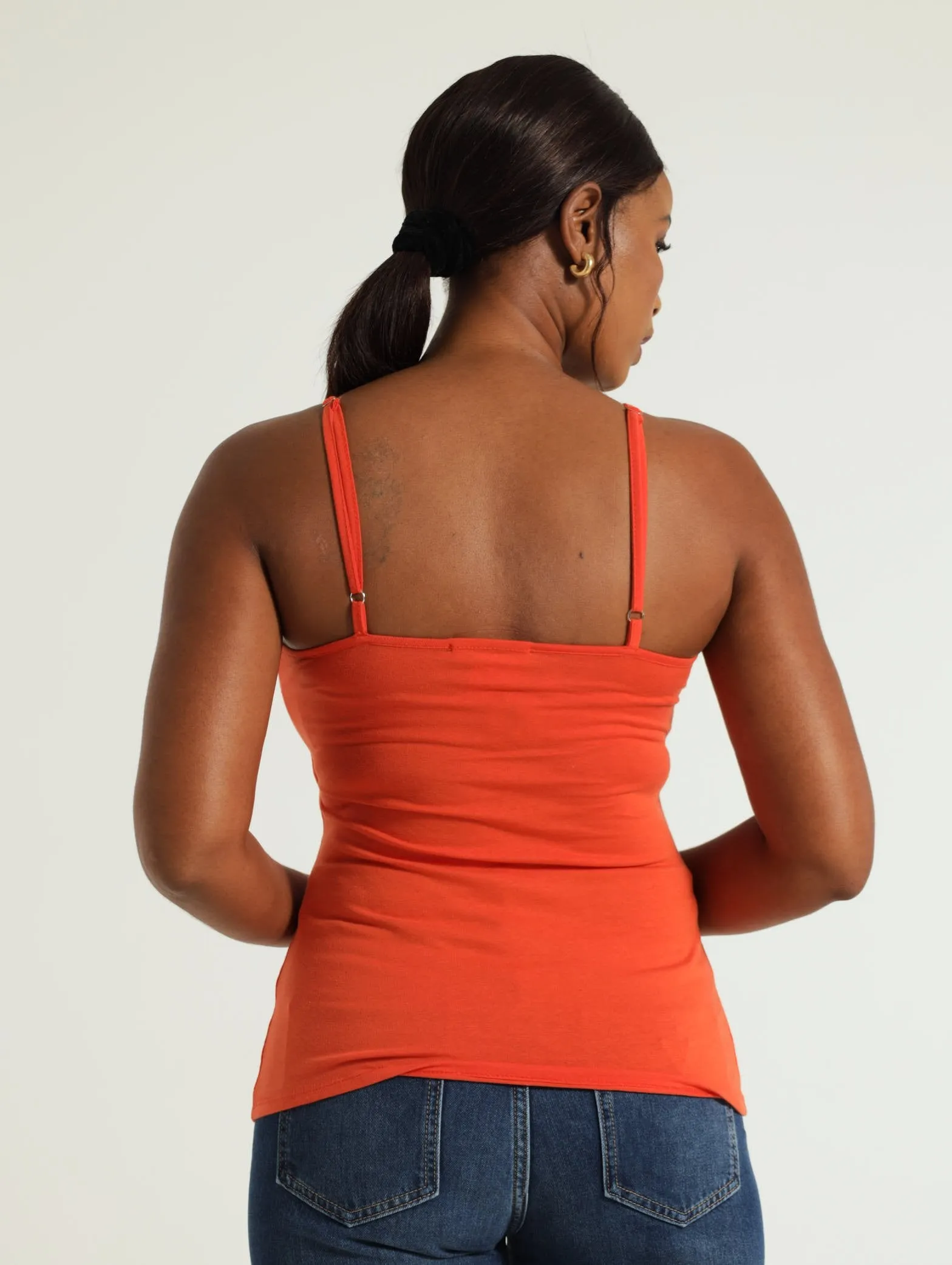 Stretch Cami With Support & Adjustable Straps - Orange