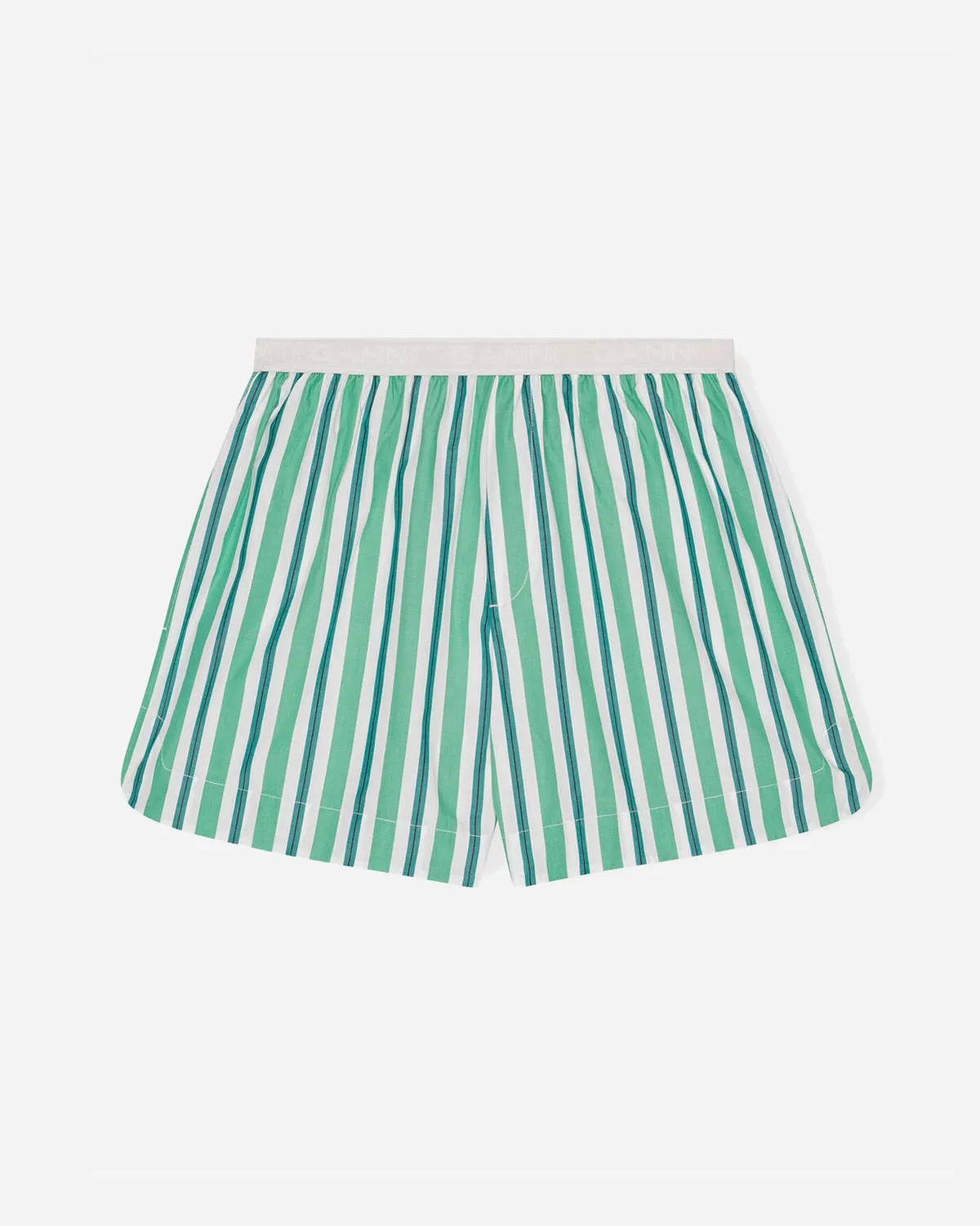 Stripe Cotton Elasticated Shorts - Creme de Menthe