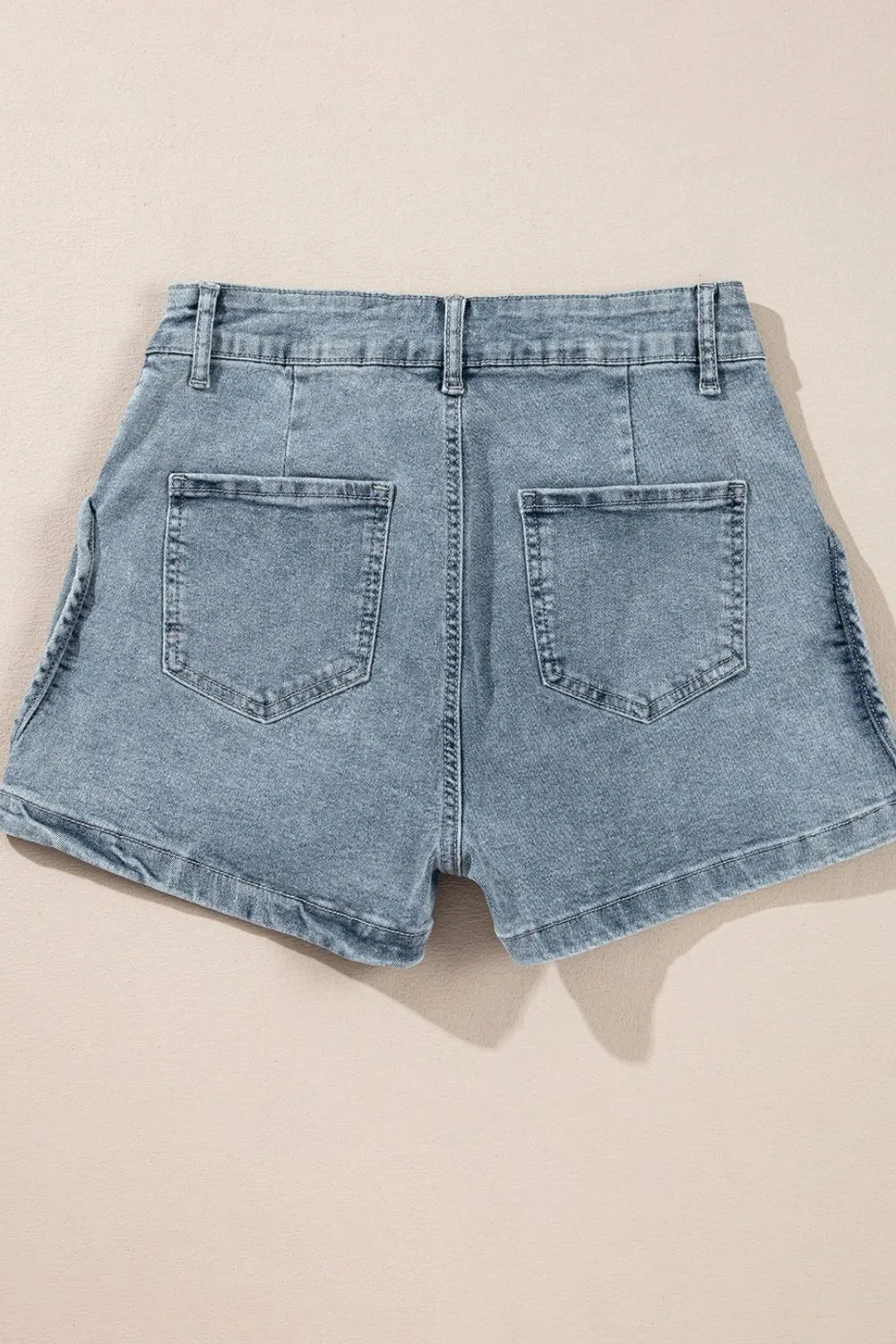 Studded Acid Wash Denim Shorts Size 8-16
