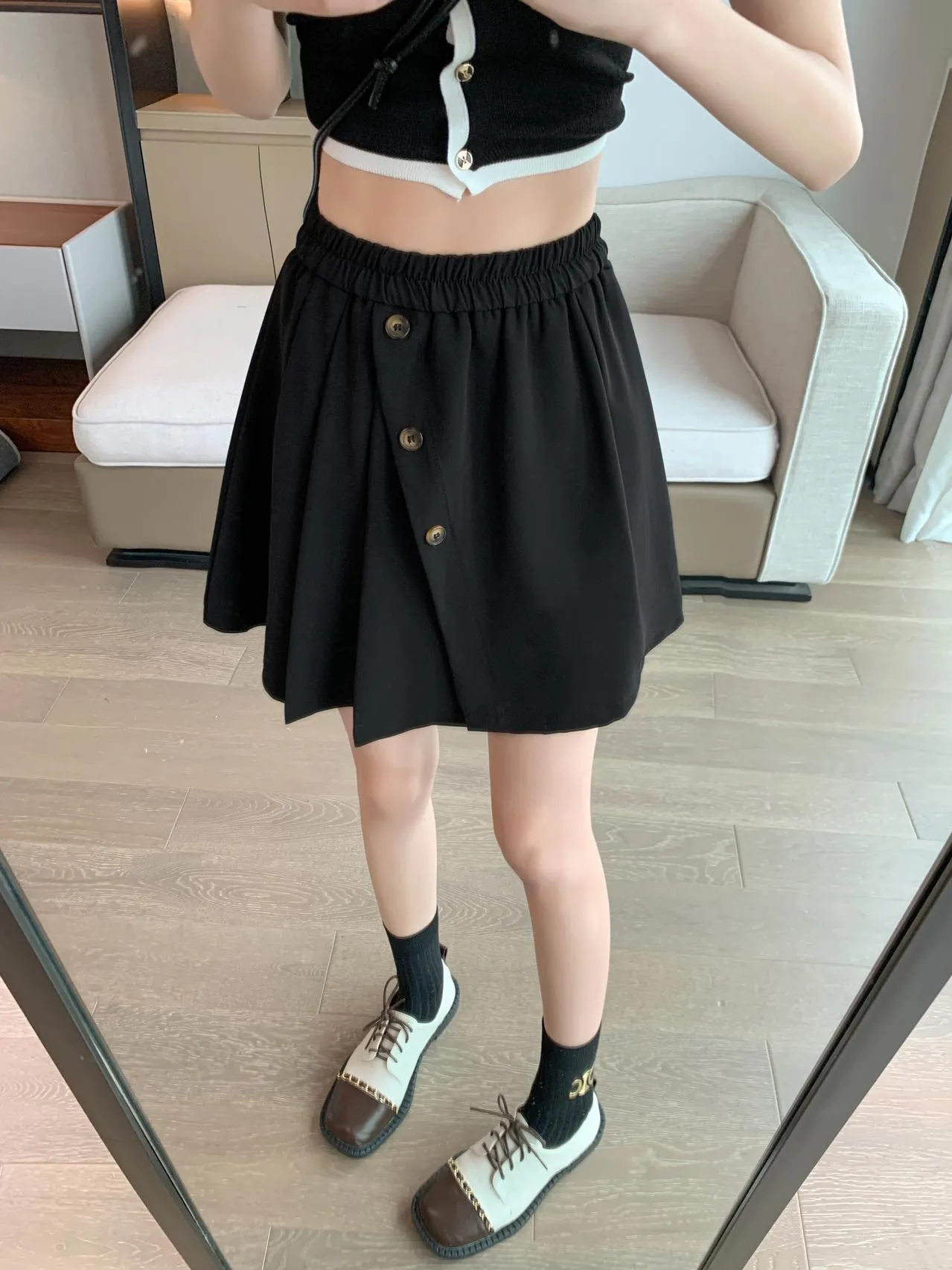 Stylish Pleated Mini Skirt in A-line Design