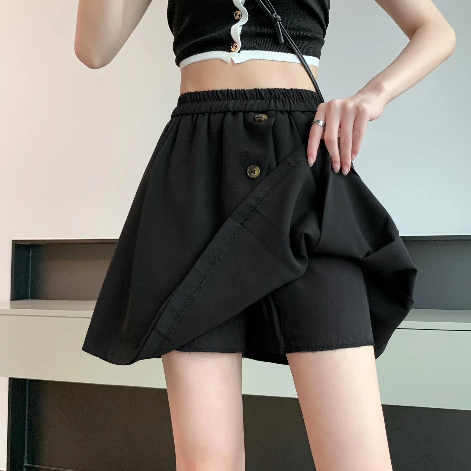 Stylish Pleated Mini Skirt in A-line Design