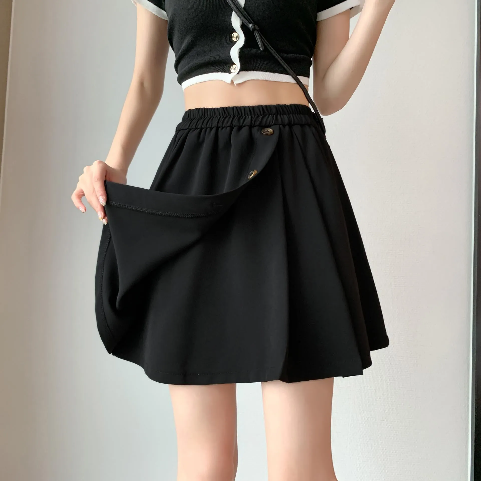 Stylish Pleated Mini Skirt in A-line Design