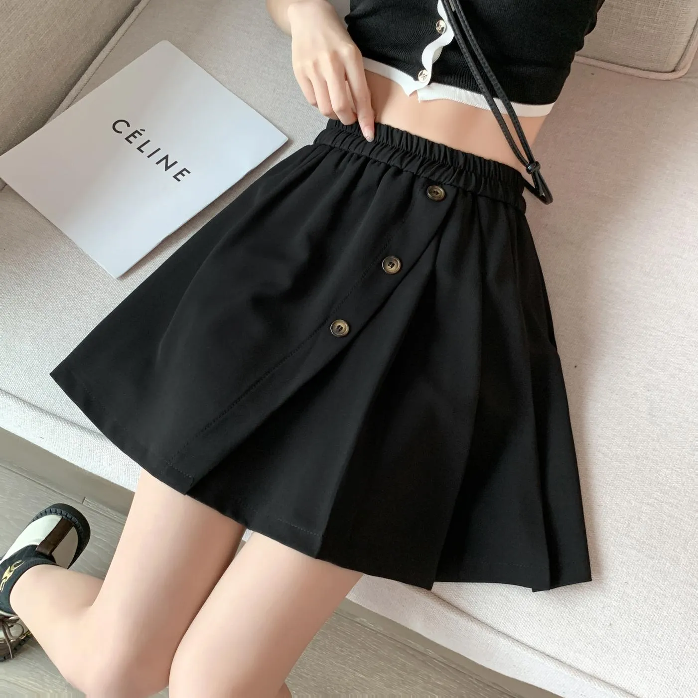Stylish Pleated Mini Skirt in A-line Design