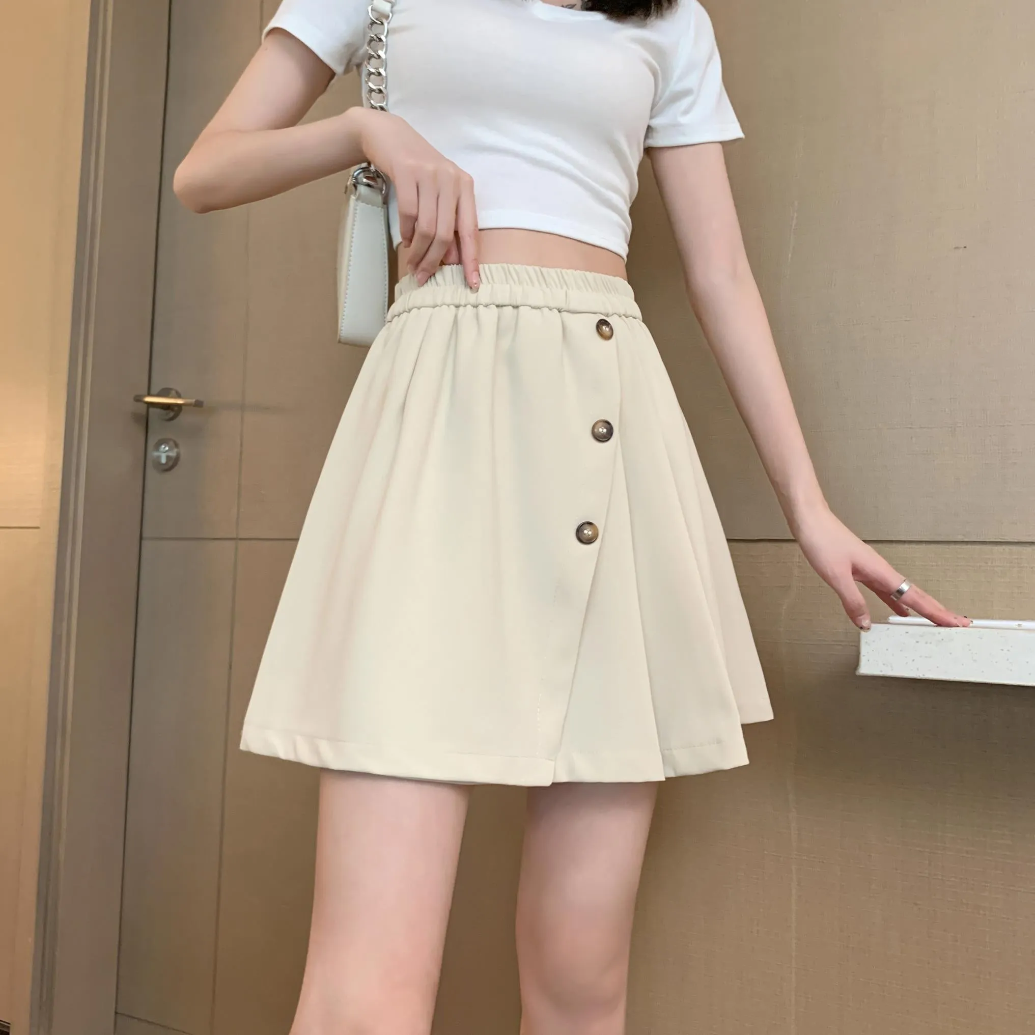 Stylish Pleated Mini Skirt in A-line Design