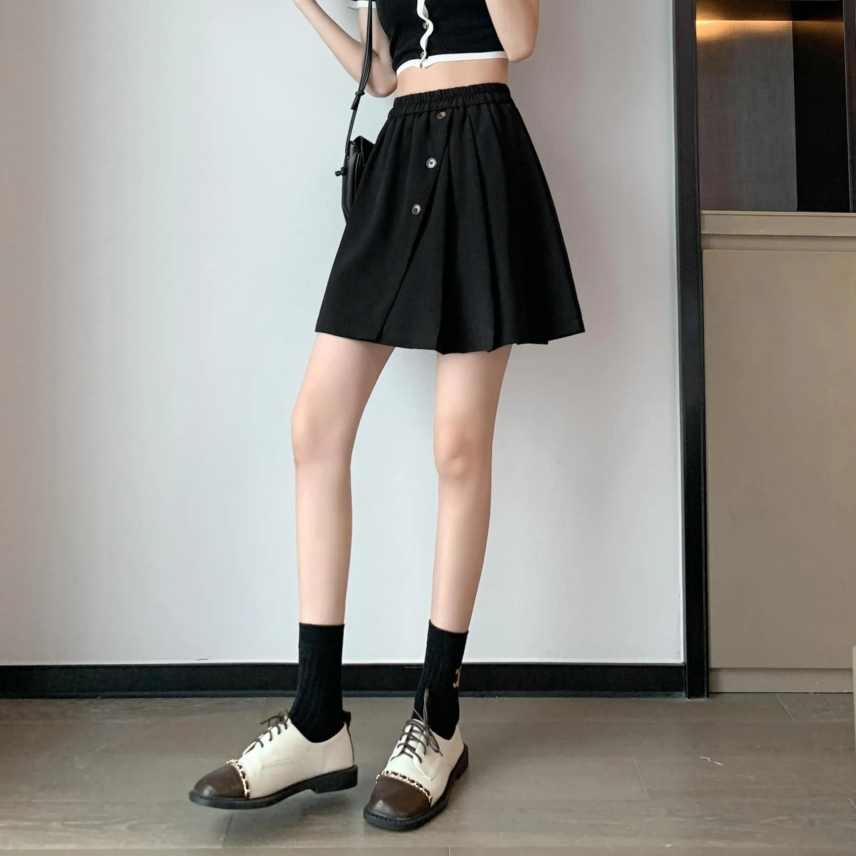 Stylish Pleated Mini Skirt in A-line Design
