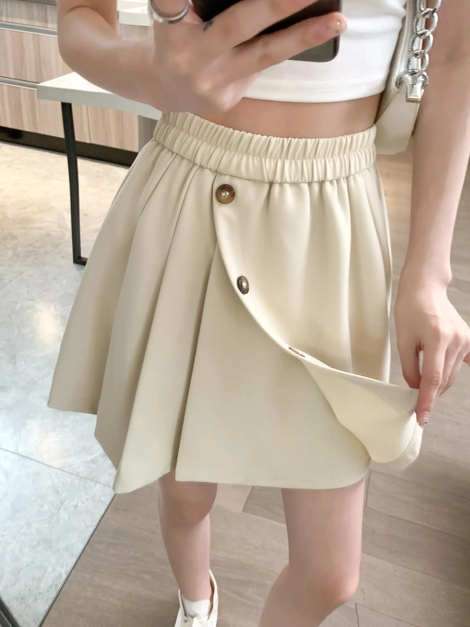 Stylish Pleated Mini Skirt in A-line Design