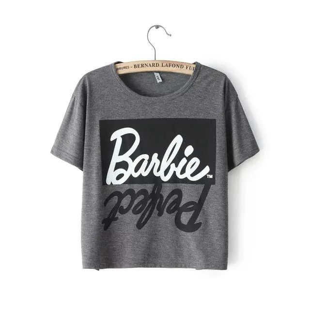 Summer style Ladies Sexy letter print top tee short Sleeve gray Crop Tops cropped for women punk hip hop t-shirts tshirt