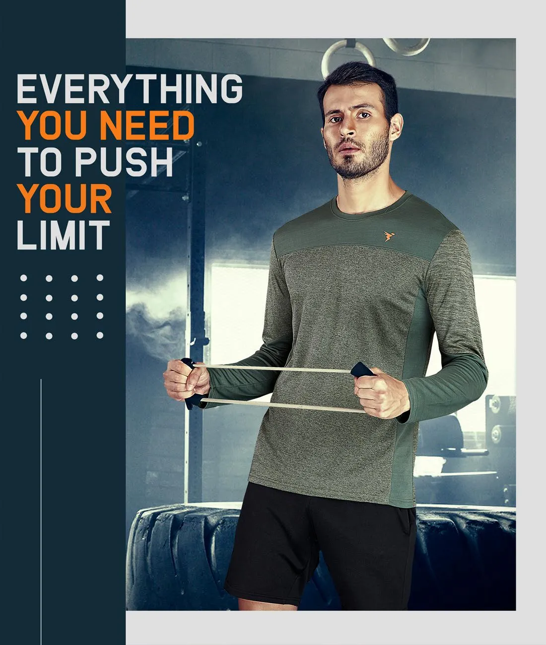 TechnoSport Crew Neck Full Sleeve Dry Fit T Shirt for Men P-473 (Olive Green)