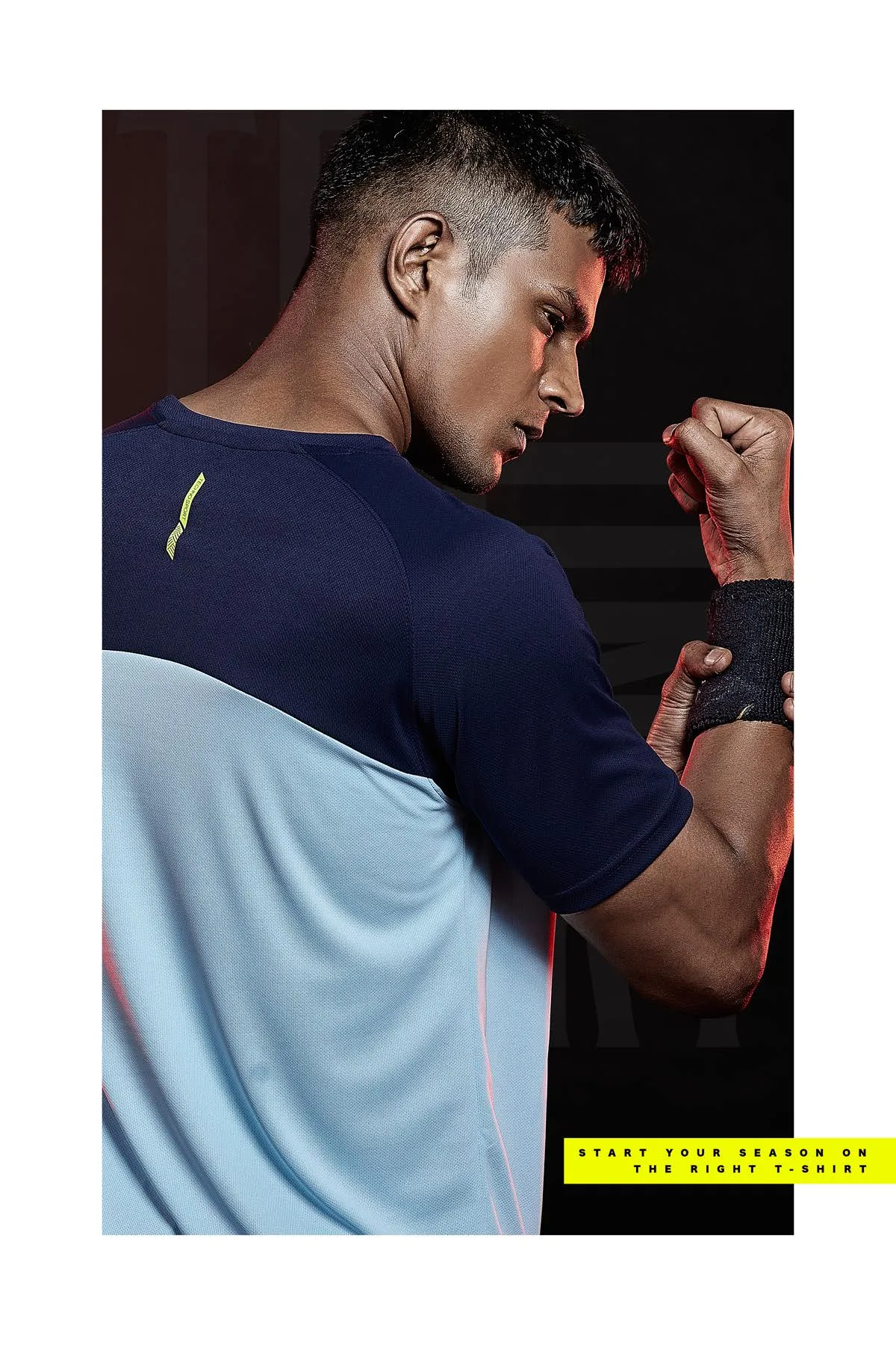TechnoSport Crew Neck Half Sleeve Dry Fit T-Shirt for Men P 536 Sky Blue Navy Blue