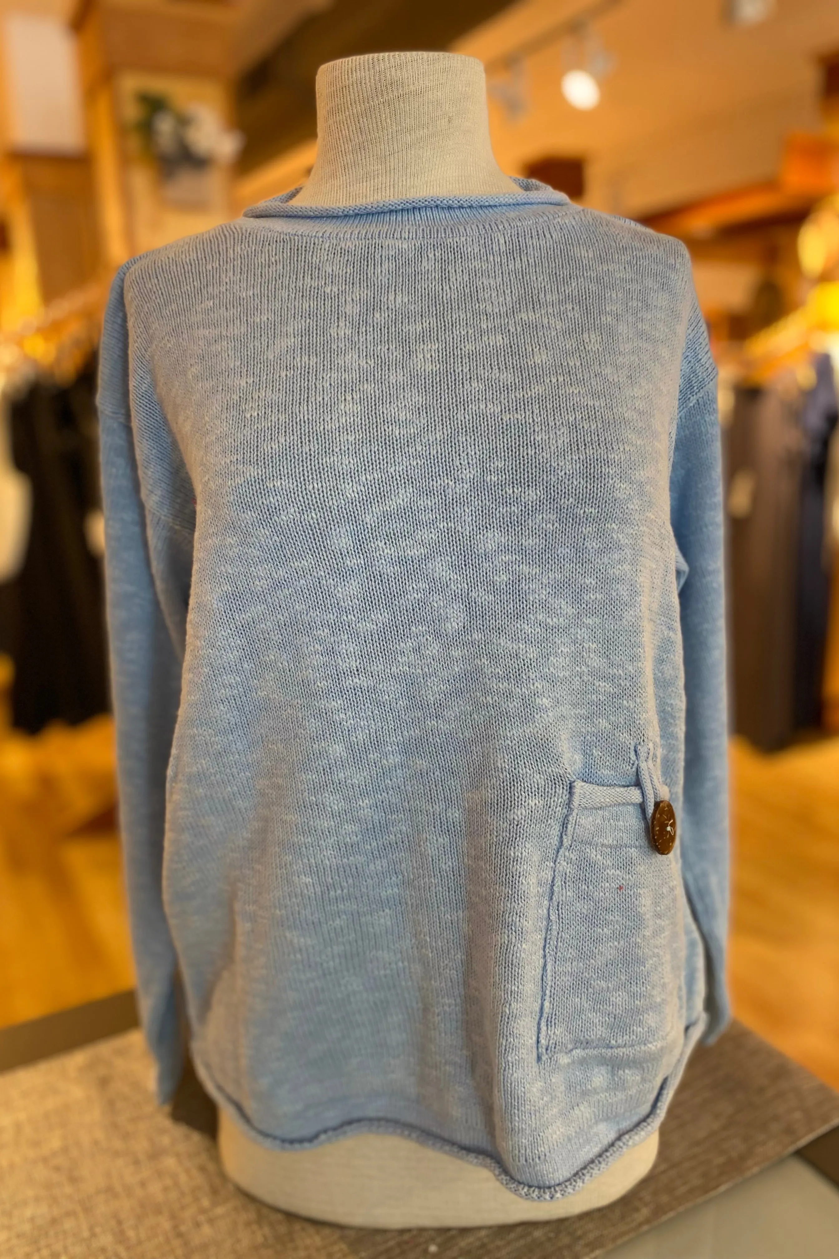 The Ultimate Cotton Sweater - Crop Pocket Roll Neck