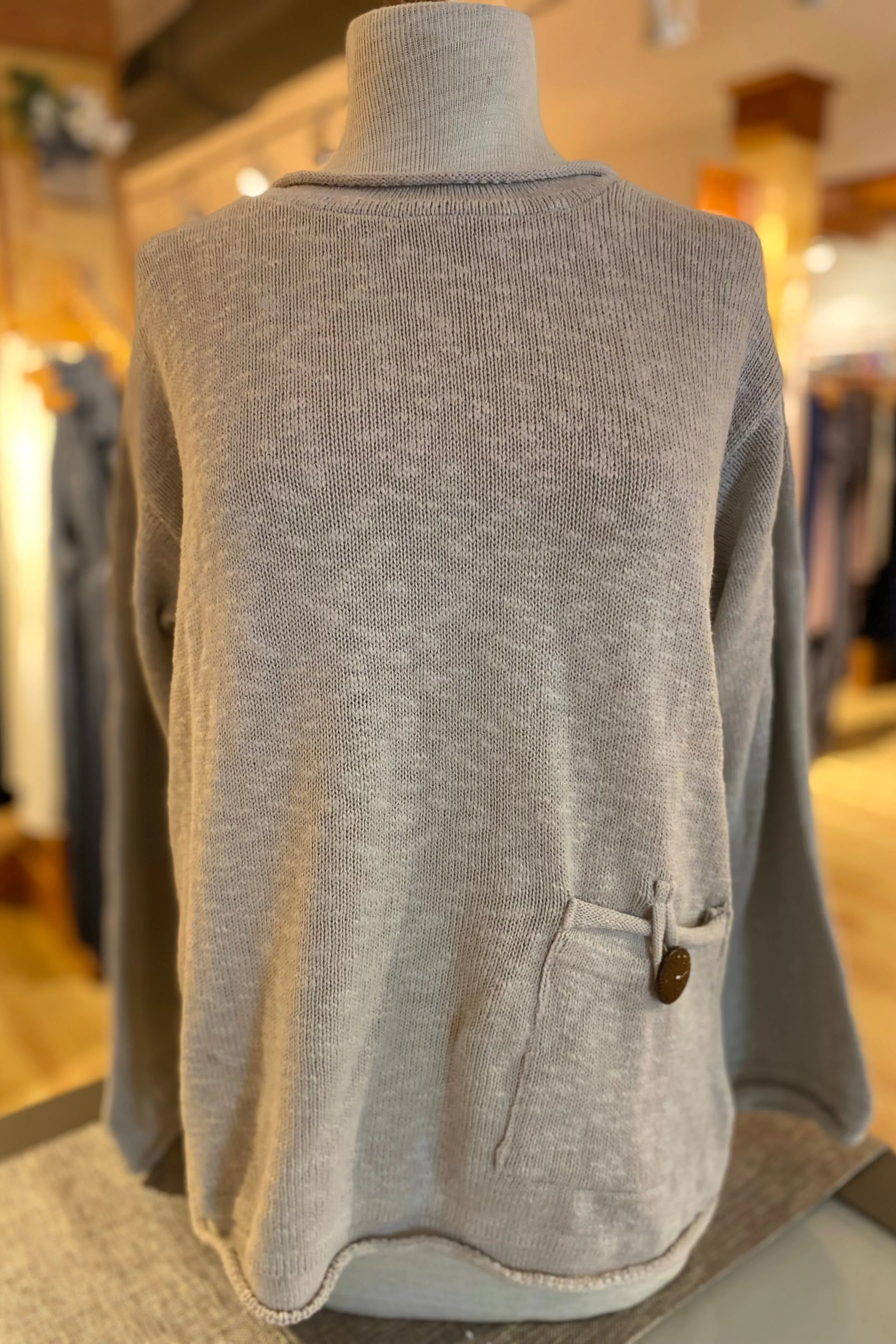 The Ultimate Cotton Sweater - Crop Pocket Roll Neck