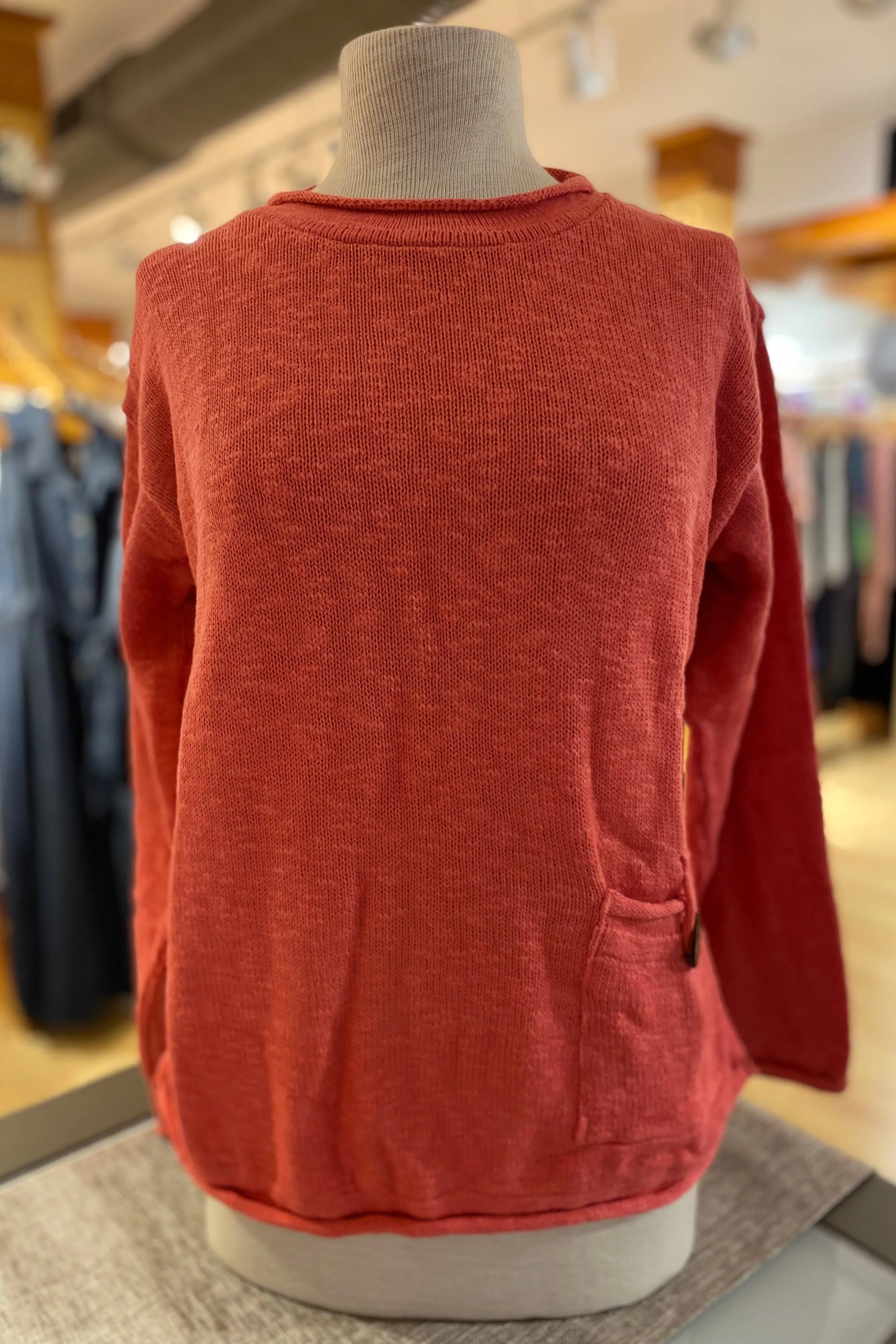 The Ultimate Cotton Sweater - Crop Pocket Roll Neck