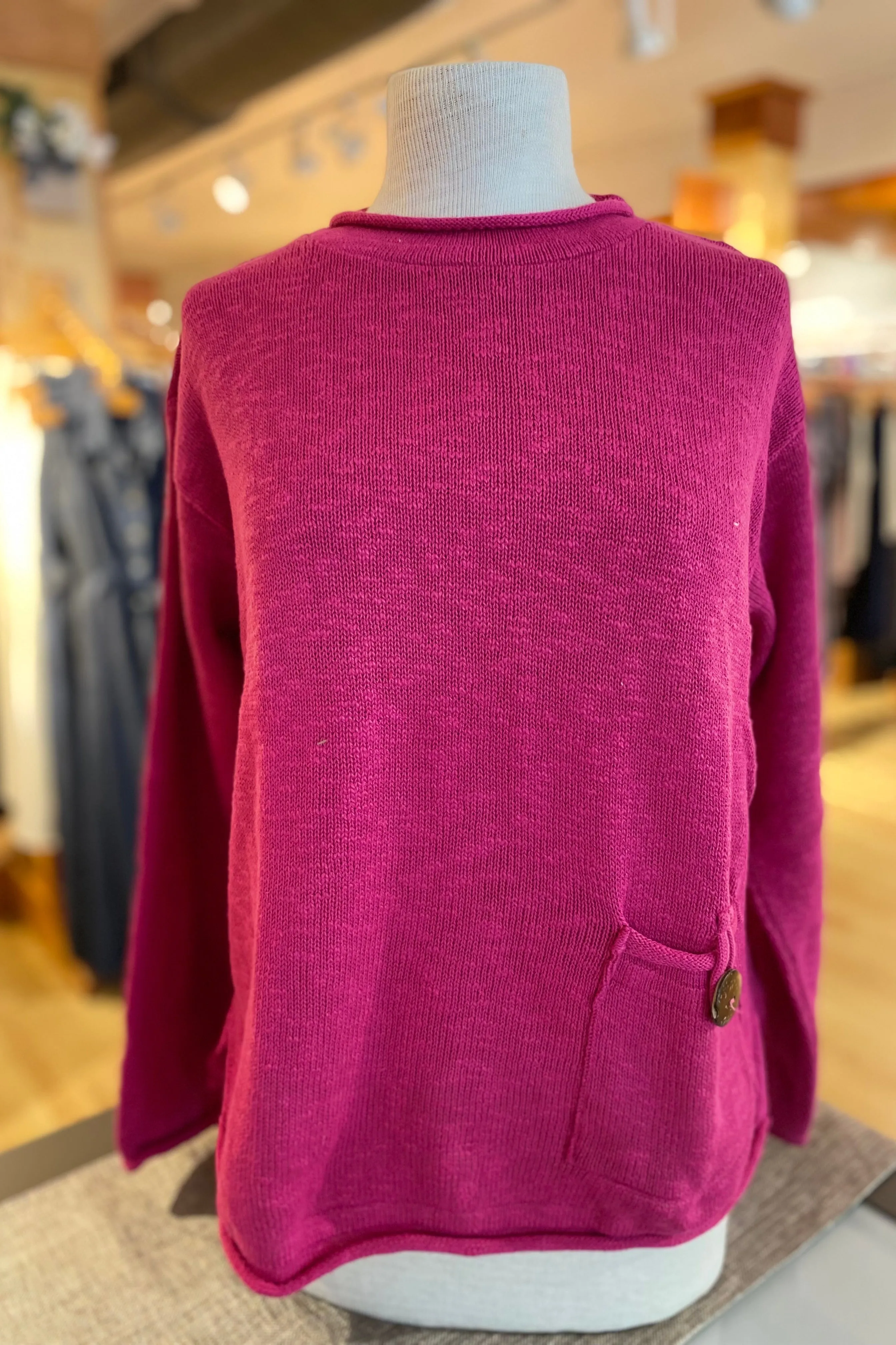 The Ultimate Cotton Sweater - Crop Pocket Roll Neck