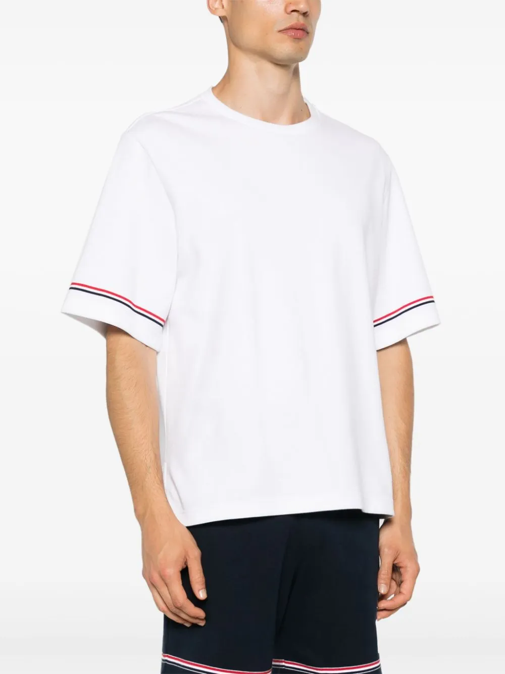 THOM BROWNE RWB Stripe Short Sleeve Crew Neck T-Shirt