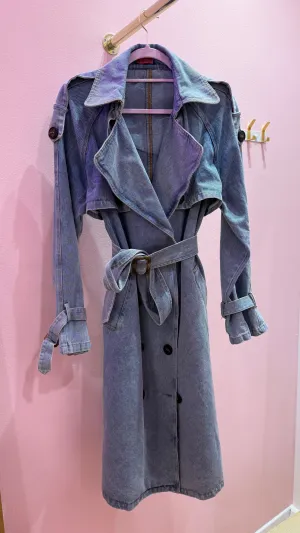 Trench lungo doppiopetto in jeans