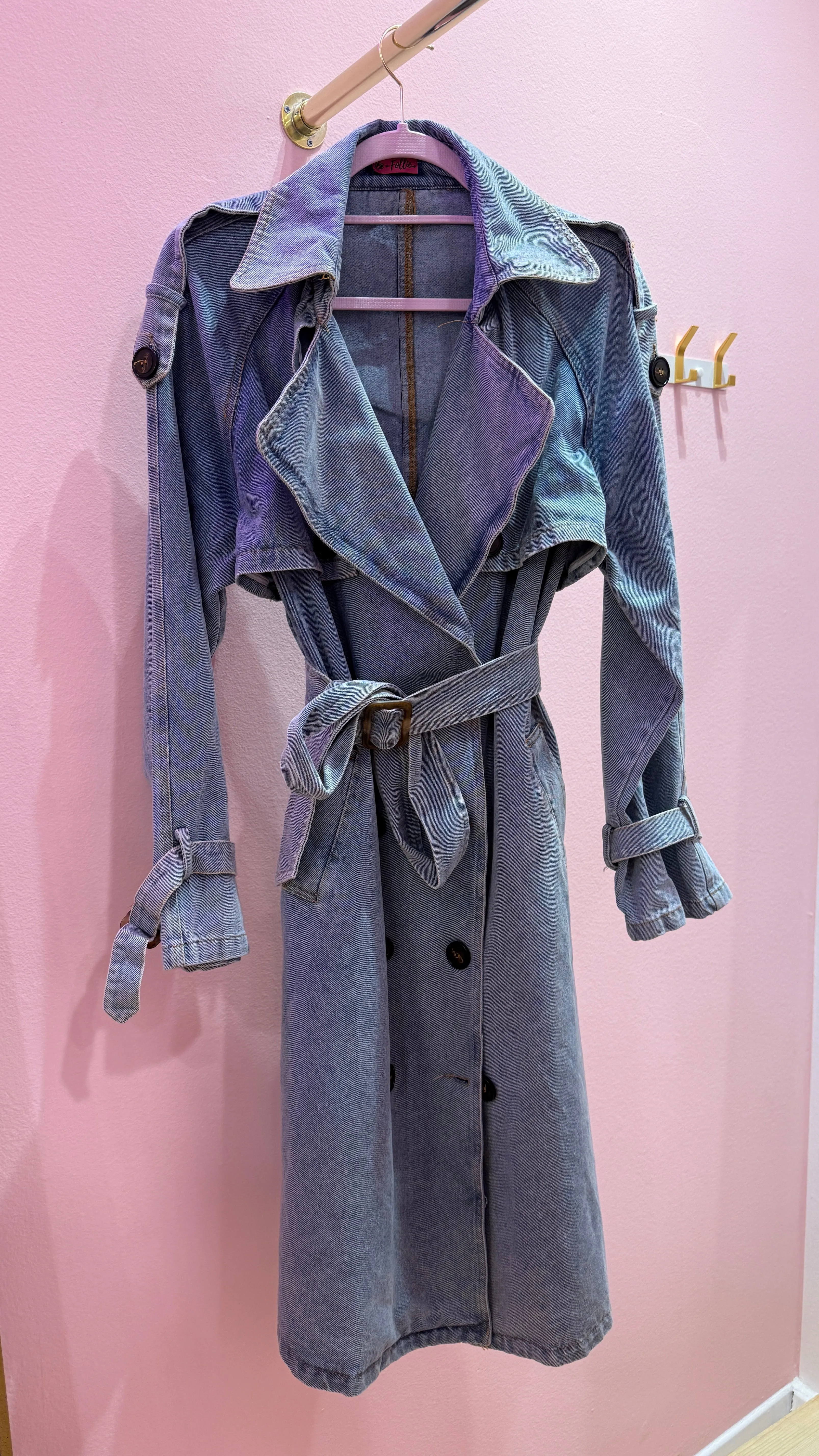 Trench lungo doppiopetto in jeans