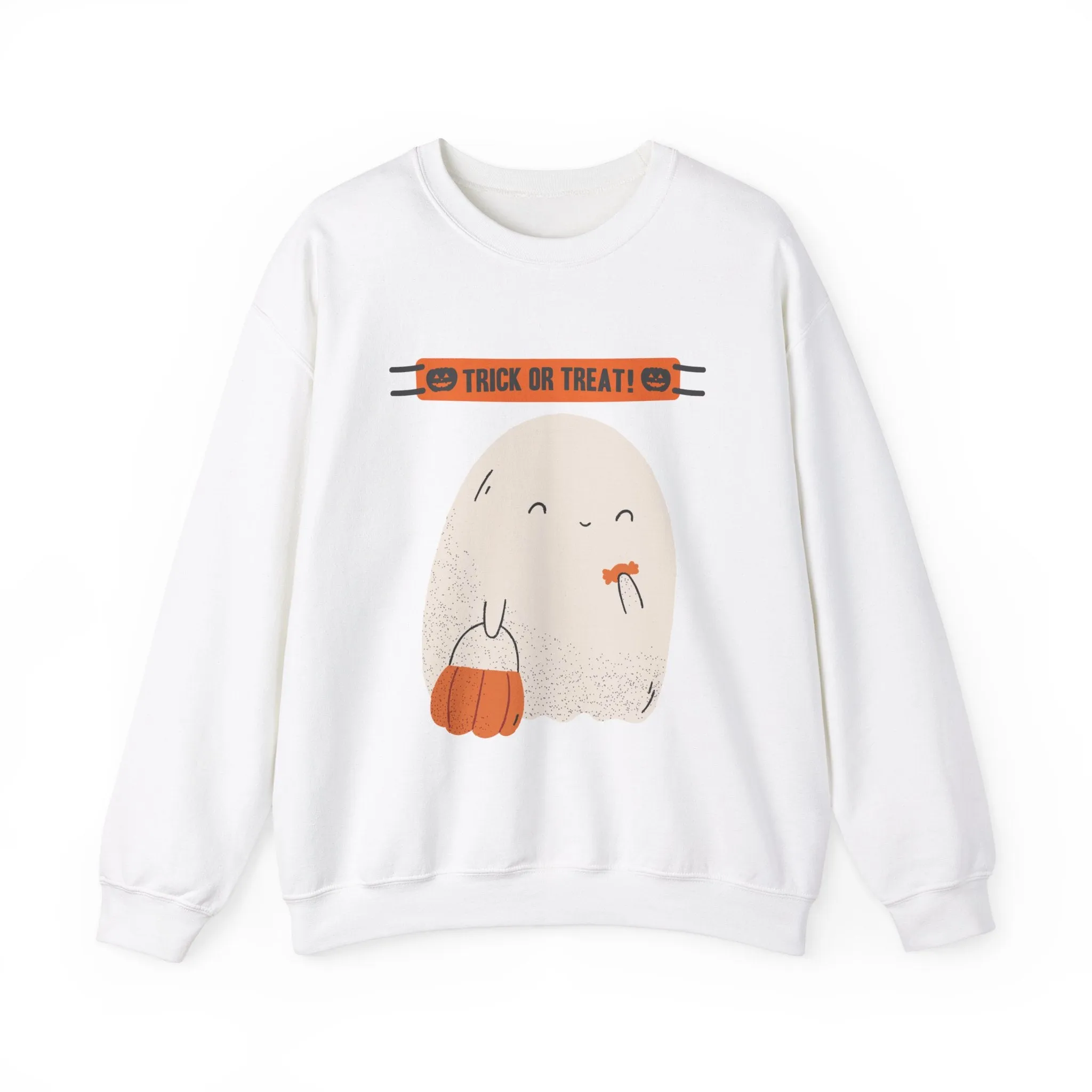 Trick or Treat Ghost Unisex Heavy Blend™ Crewneck Sweatshirt