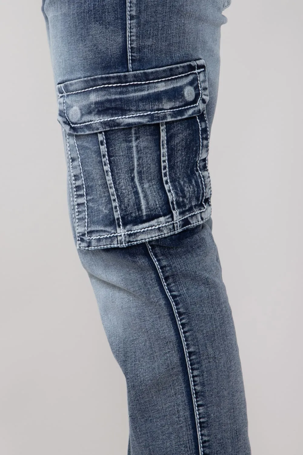 True Luck Fallon Cargo Straight Jeans for Men  | TL24021901