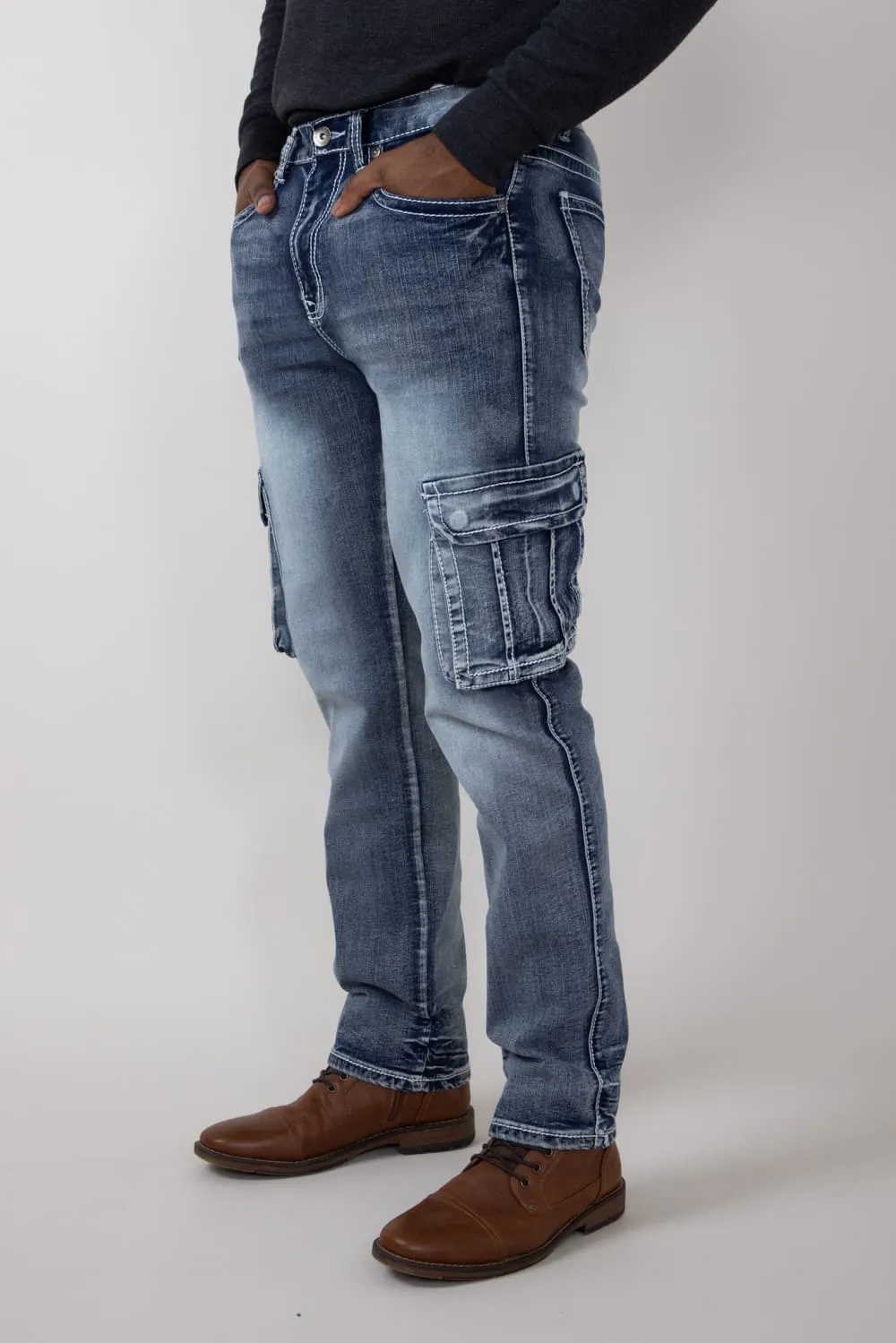 True Luck Fallon Cargo Straight Jeans for Men  | TL24021901