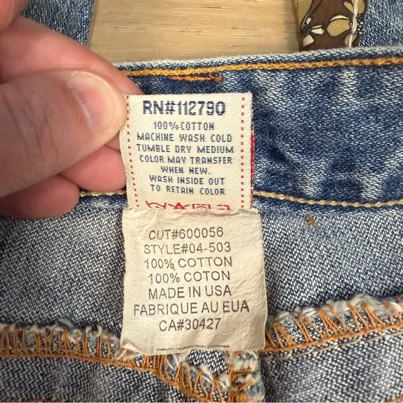 True Religion Low Rise Distressed Flare Jeans, Size 27