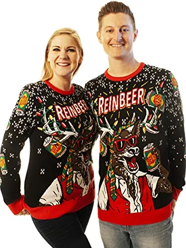 Ugly Christmas Party Unisex Ugly Christmas Sweater Reinbeer-Medium Reinbeer Black