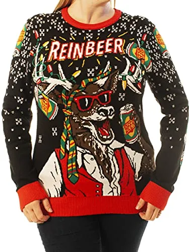 Ugly Christmas Party Unisex Ugly Christmas Sweater Reinbeer-Medium Reinbeer Black