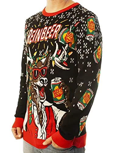 Ugly Christmas Party Unisex Ugly Christmas Sweater Reinbeer-Medium Reinbeer Black