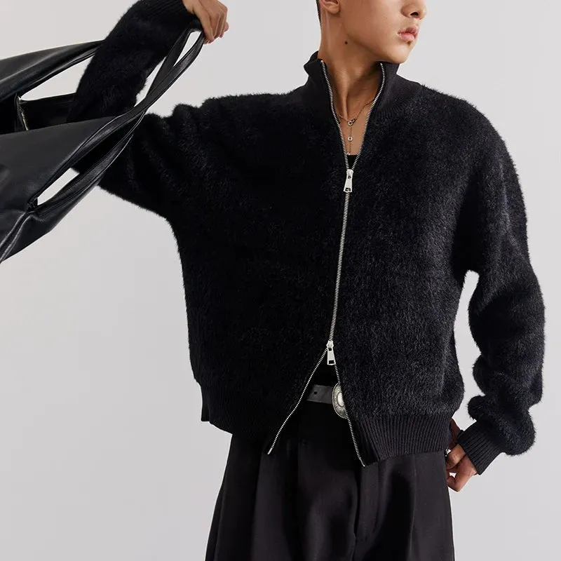 Unisex Plush Zip-Up Cardigan