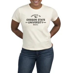 USCAPE Oregon State University Banner High Waisted Tee, Vintage White