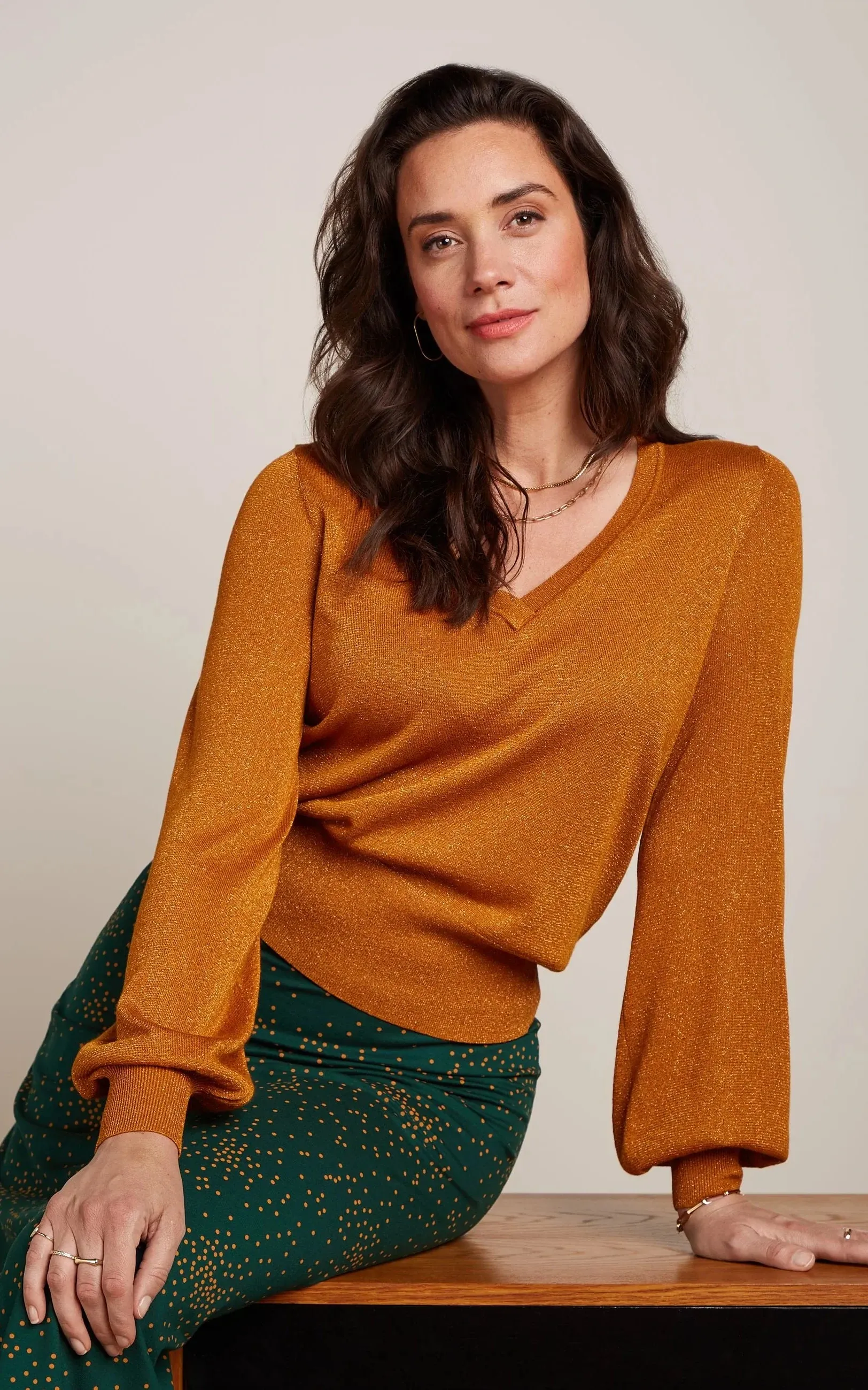 V Neck Bellsleeve Spiro Maple Orange
