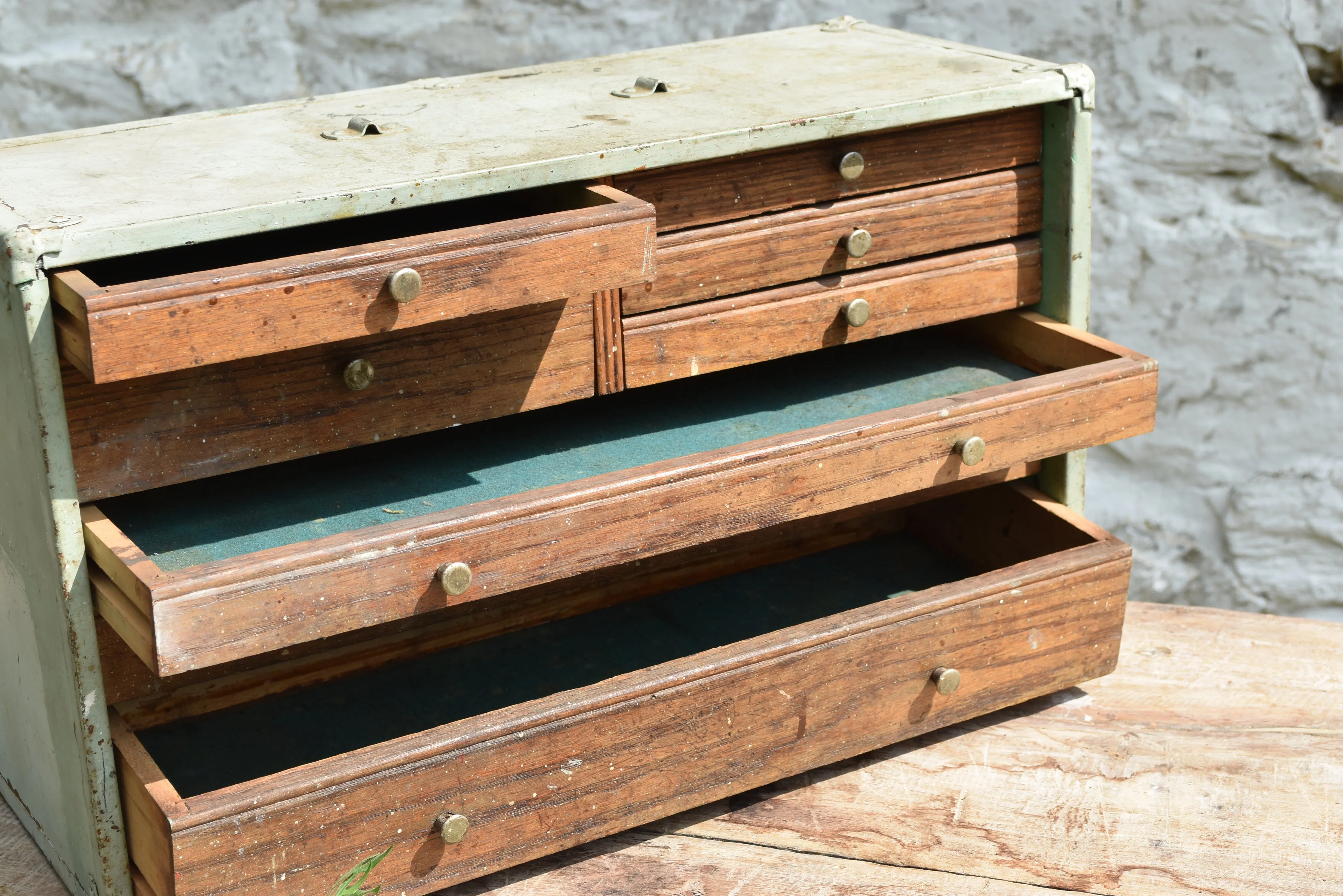 Vintage Green Box w/ Drawers
