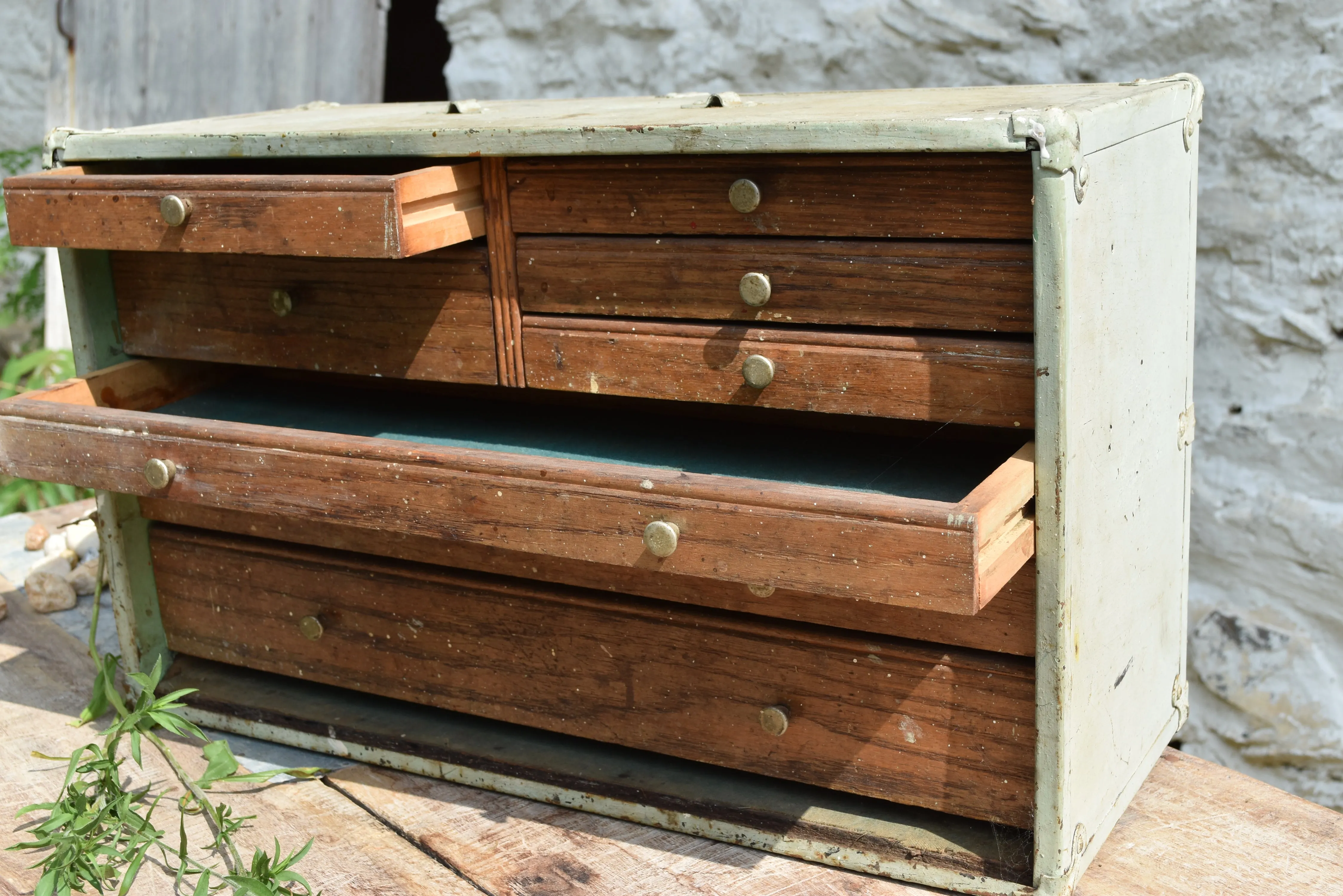 Vintage Green Box w/ Drawers