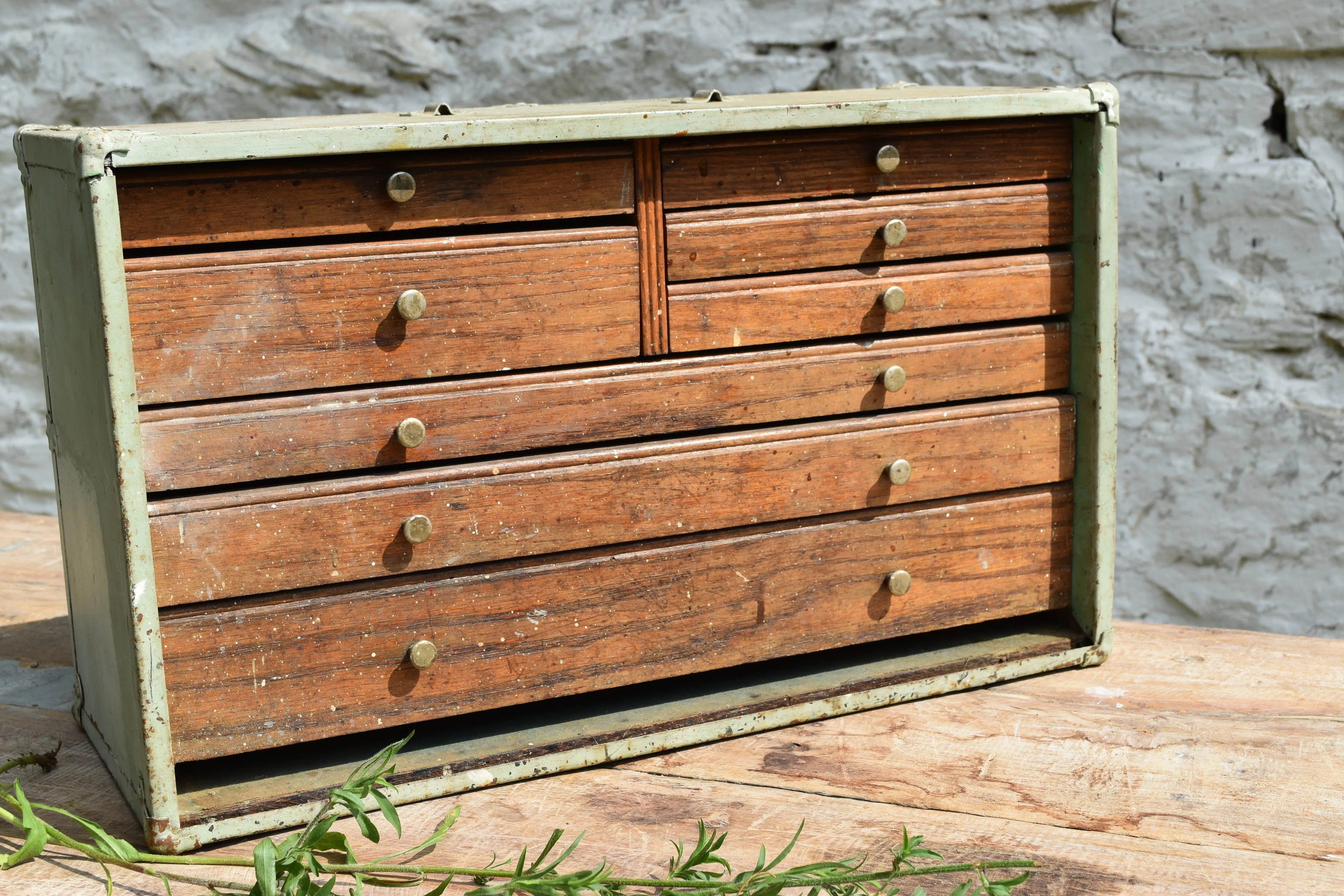 Vintage Green Box w/ Drawers