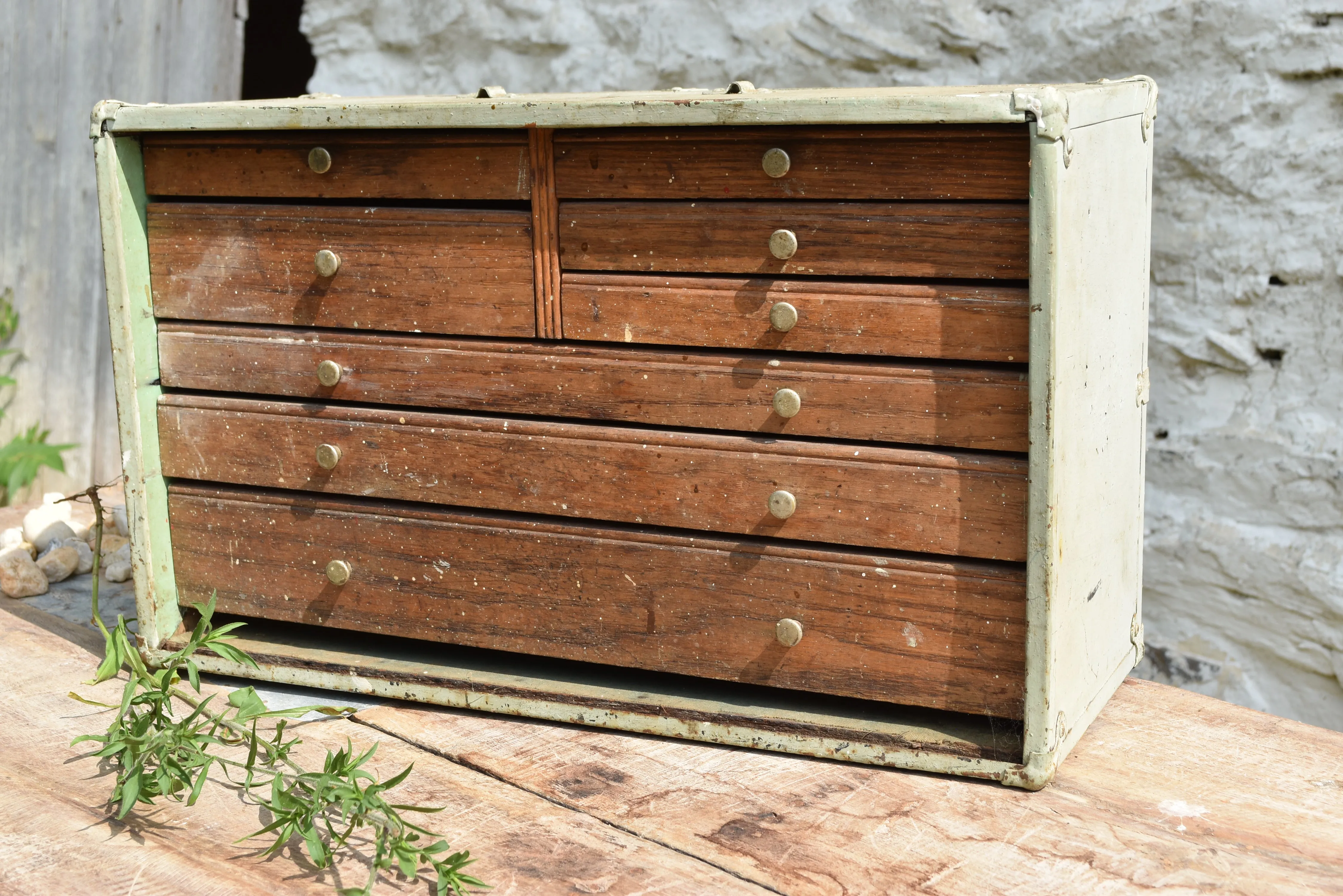 Vintage Green Box w/ Drawers