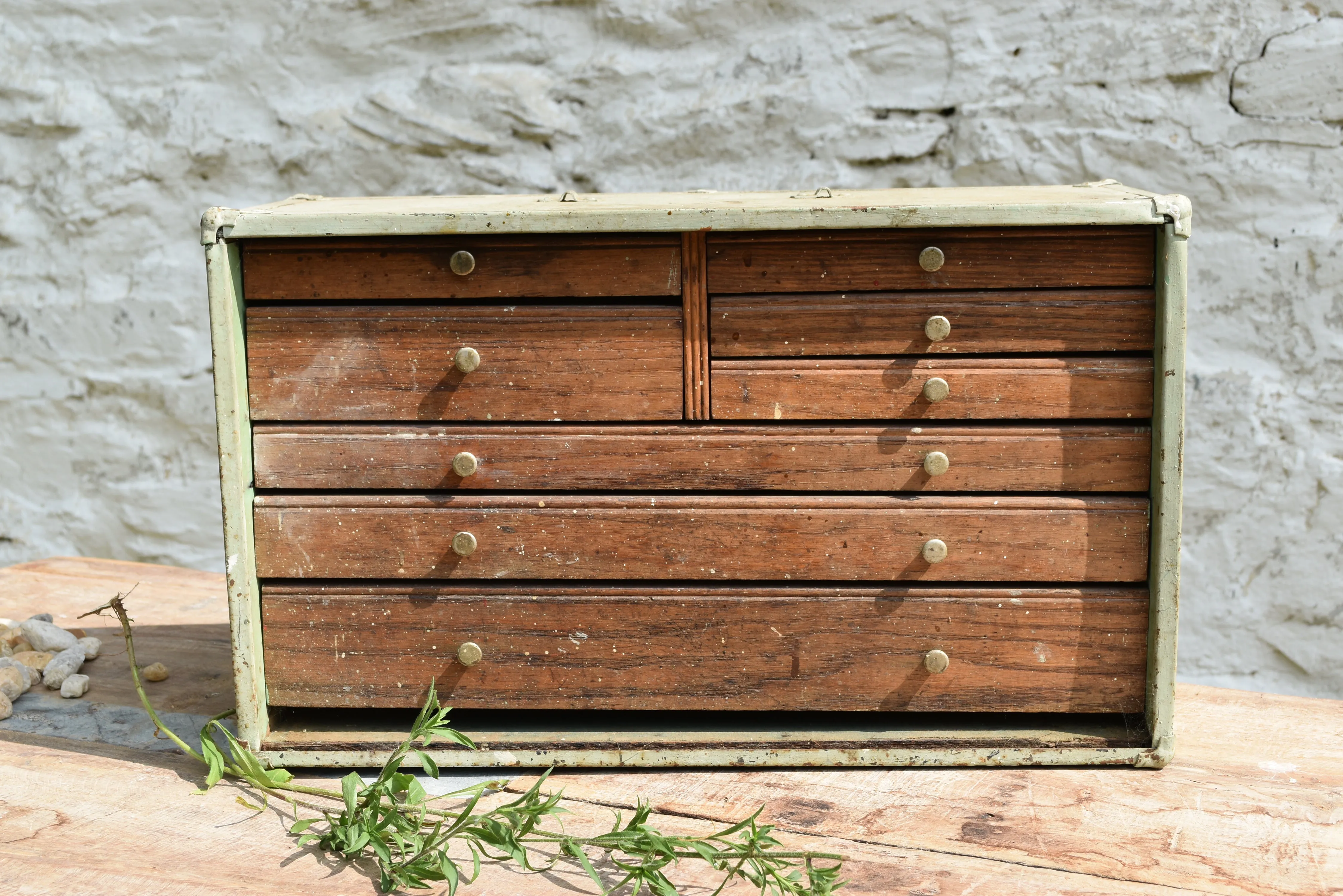 Vintage Green Box w/ Drawers