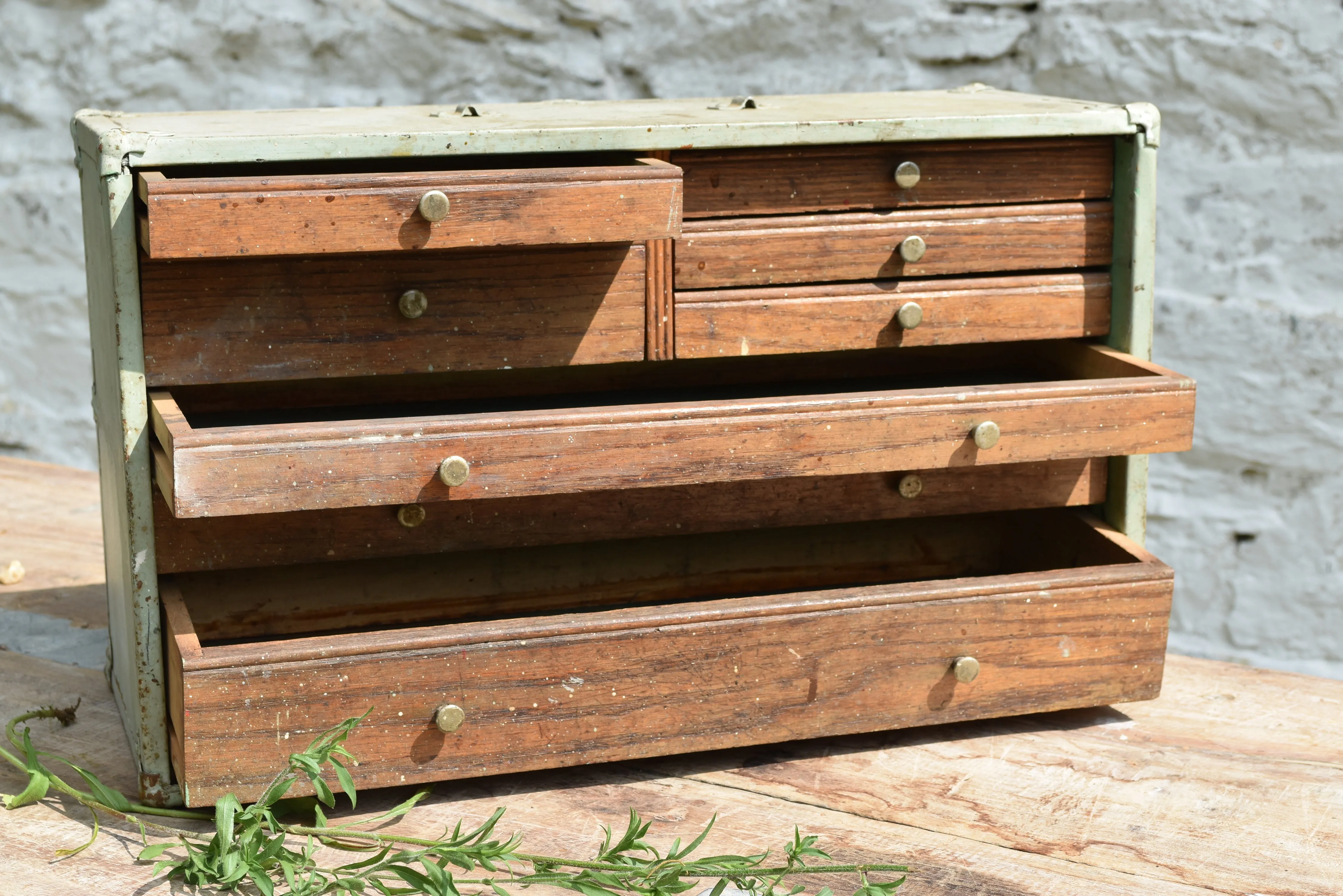 Vintage Green Box w/ Drawers