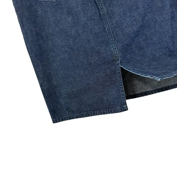 Vintage Ralph Lauren 12 Jean Skirt Denim Dark Blue Cotton Knee Length Womens