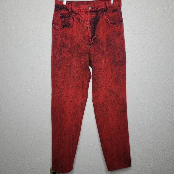 VTG Roper Womens Red Acid Wash Western 3-Pocket High Rise Tapered Leg Jeans✨️15