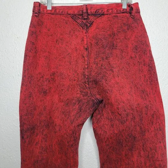 VTG Roper Womens Red Acid Wash Western 3-Pocket High Rise Tapered Leg Jeans✨️15