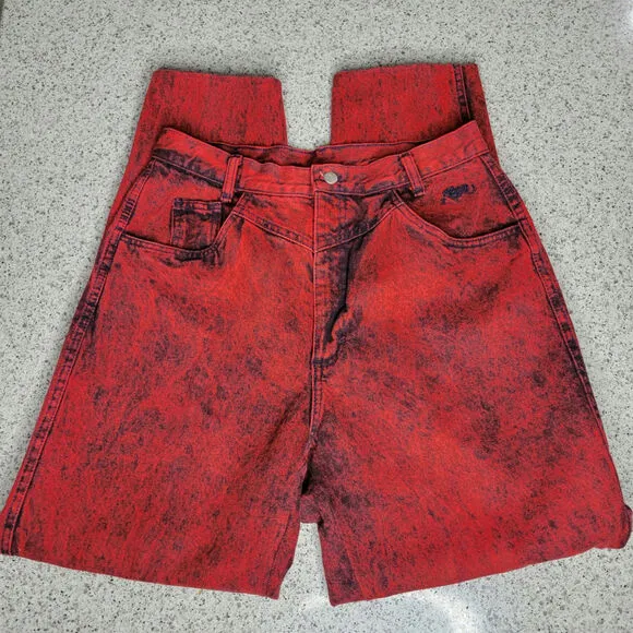 VTG Roper Womens Red Acid Wash Western 3-Pocket High Rise Tapered Leg Jeans✨️15