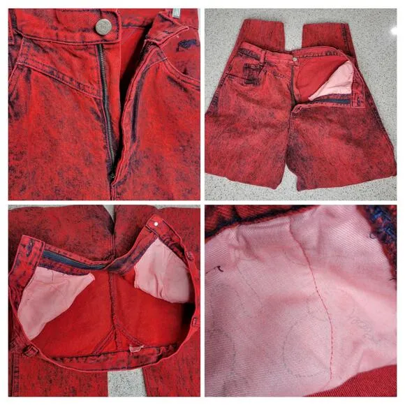 VTG Roper Womens Red Acid Wash Western 3-Pocket High Rise Tapered Leg Jeans✨️15