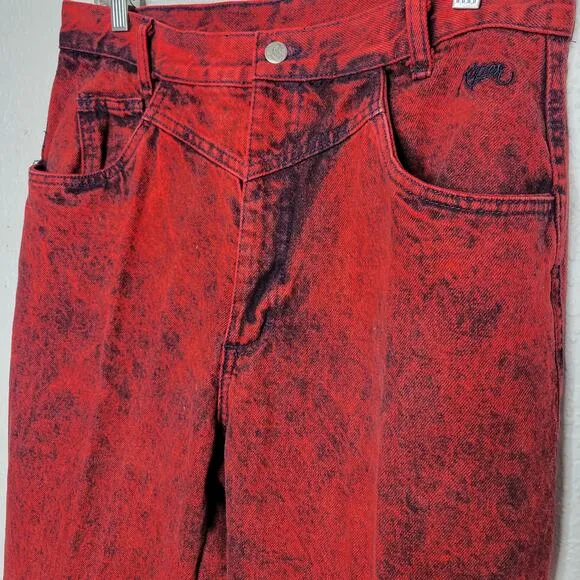 VTG Roper Womens Red Acid Wash Western 3-Pocket High Rise Tapered Leg Jeans✨️15