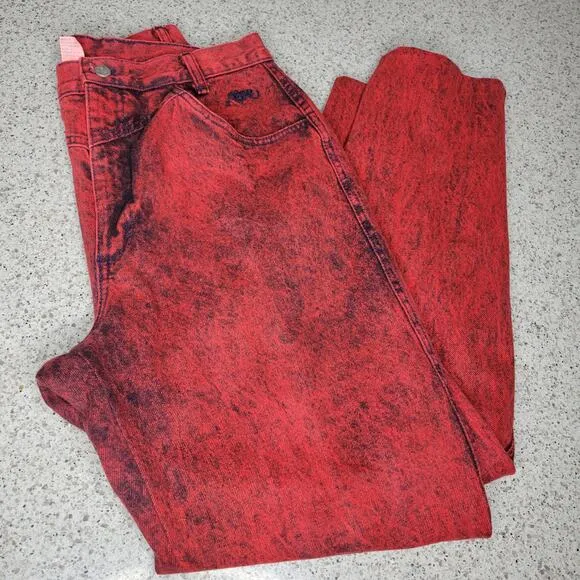 VTG Roper Womens Red Acid Wash Western 3-Pocket High Rise Tapered Leg Jeans✨️15