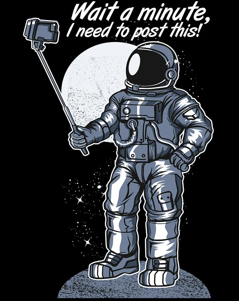 Weird Science Selfie Astronaut Official Ladies T-shirt (Black)