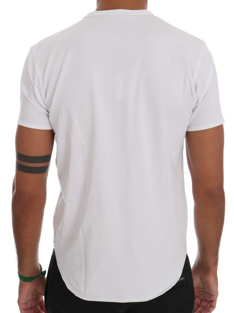 White Cotton Stretch Crew-neck T-Shirt