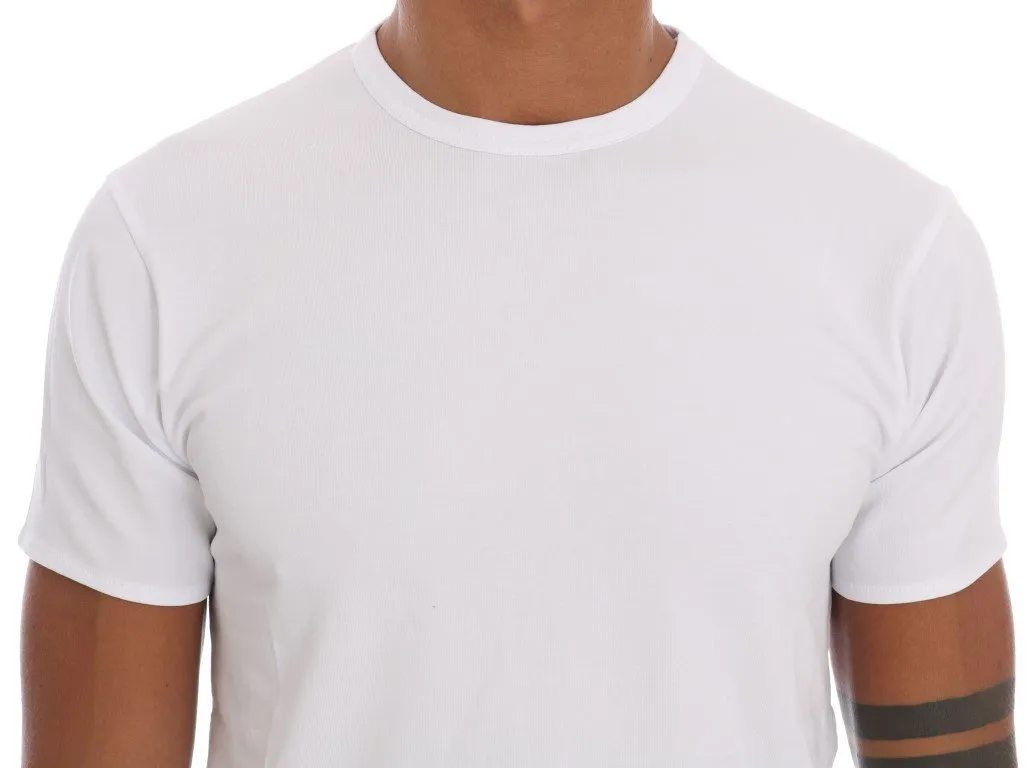 White Cotton Stretch Crew-neck T-Shirt