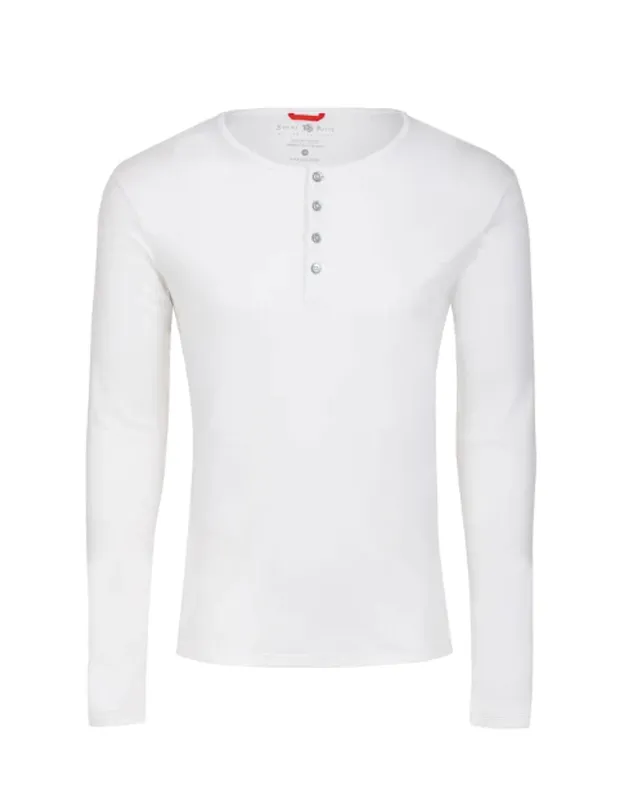 White Melange Knit Performance Henley