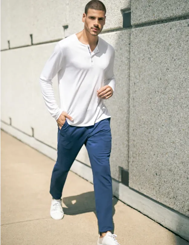 White Melange Knit Performance Henley